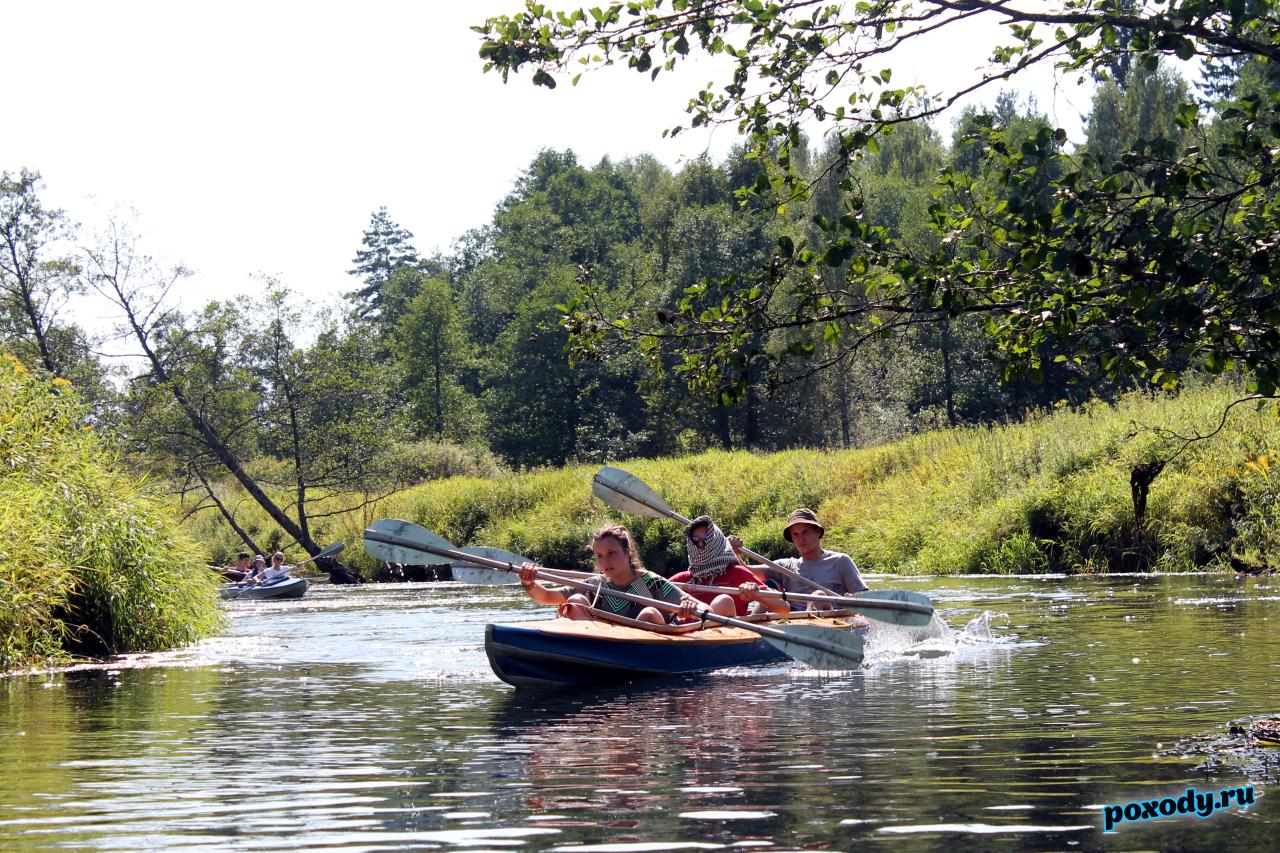 Байдарки плывут по реке недалеко от Владимира